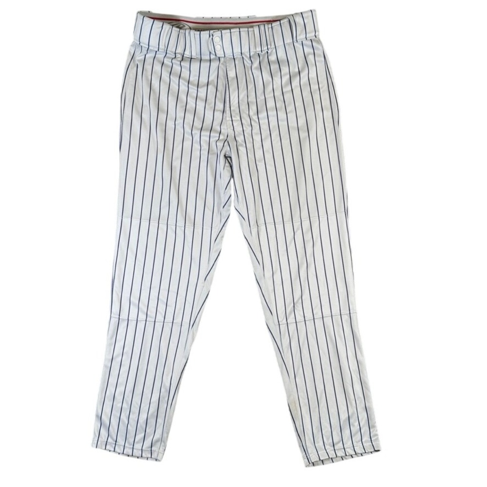 Rawlings Pro-Dri Baseball Pants Mens XL White Blue Pinstripe Semi-Relaxed PIN150